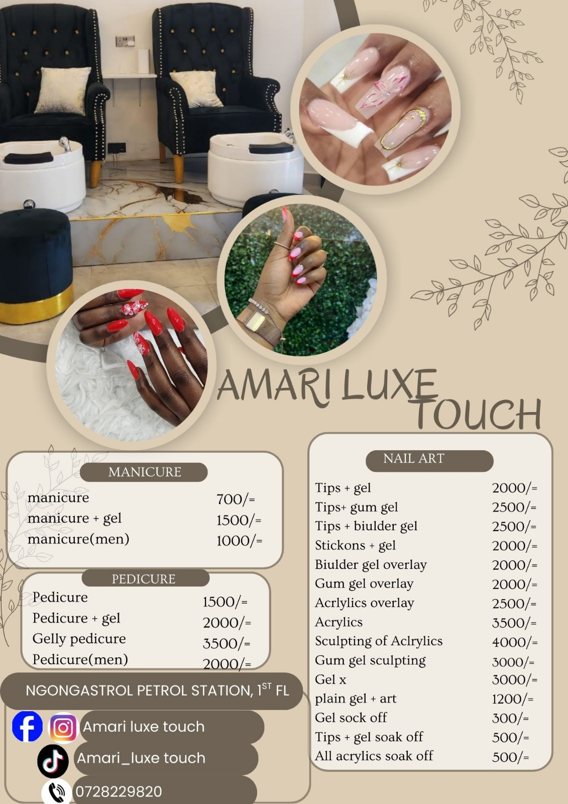 Amari Luxe Touch nail work price list